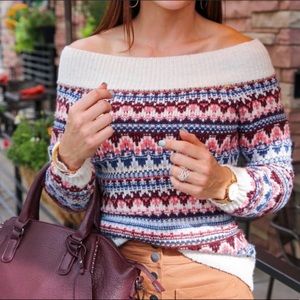 Women Fair Isle Boat Neck Sweater